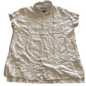 Lola River Linen Blend‎ White Small Shirt Button Down Beach Tunic Laganlook Top